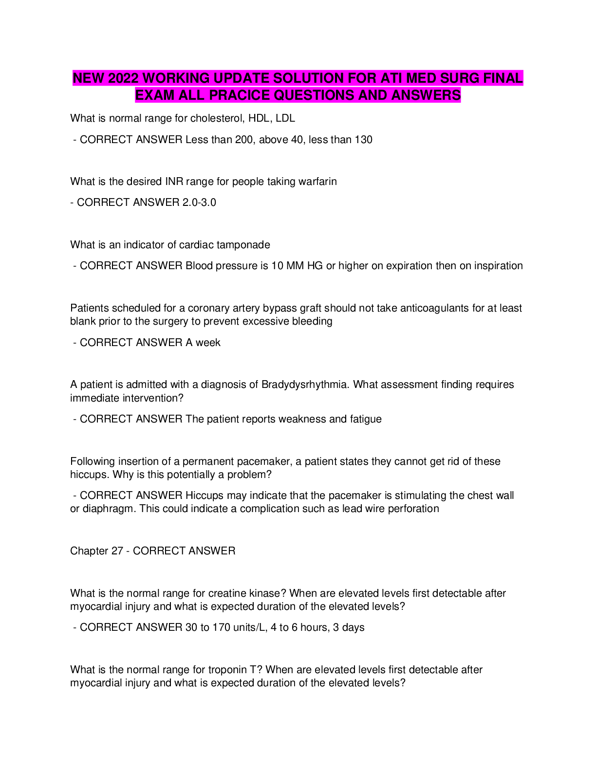 Preview image for NEW 2022 WORKING UPDATE SOLUTION FOR ATI MED SURG FINAL  EXAM ALL PRACICE QUESTIONS AND ANSWERS